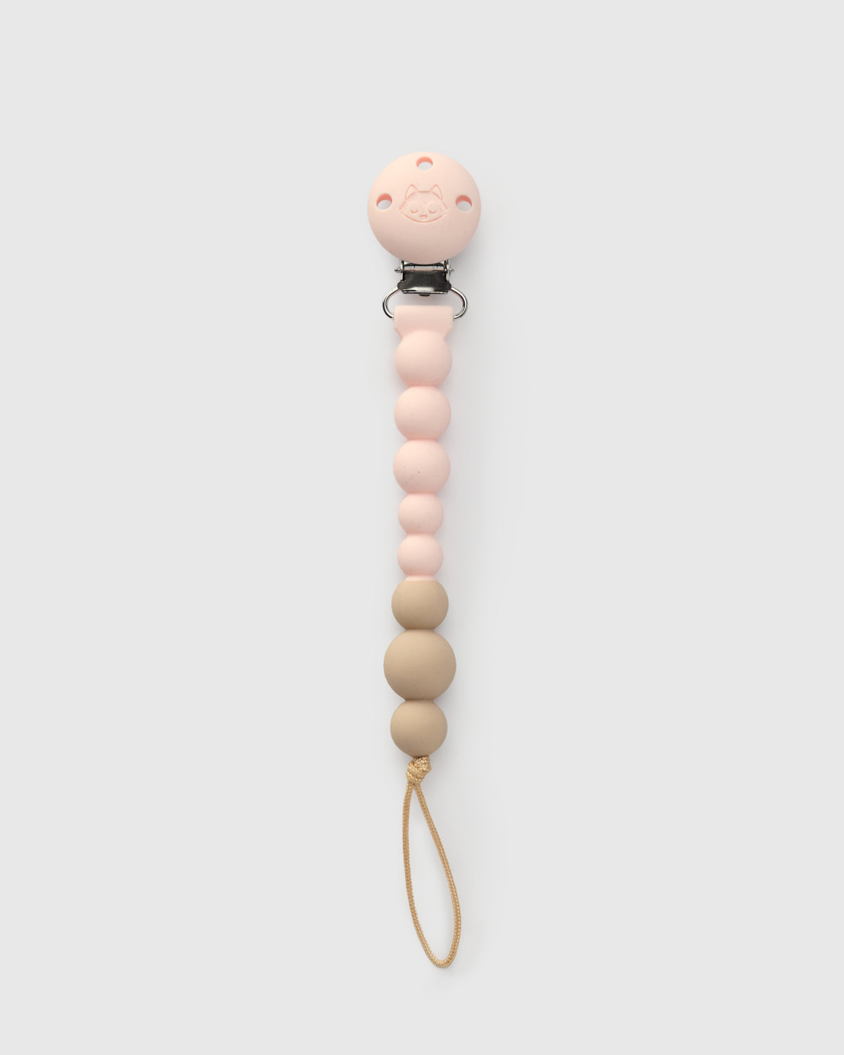 Loulou Lollipop CPSC-certified FDA compliant OneC™ Silicone Pacifier Clip in Pink Quartz - Front View on White Background