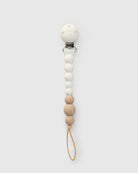 Loulou Lollipop CPSC-certified FDA compliant OneC™ Silicone Pacifier Clip in White - Front View on White Background