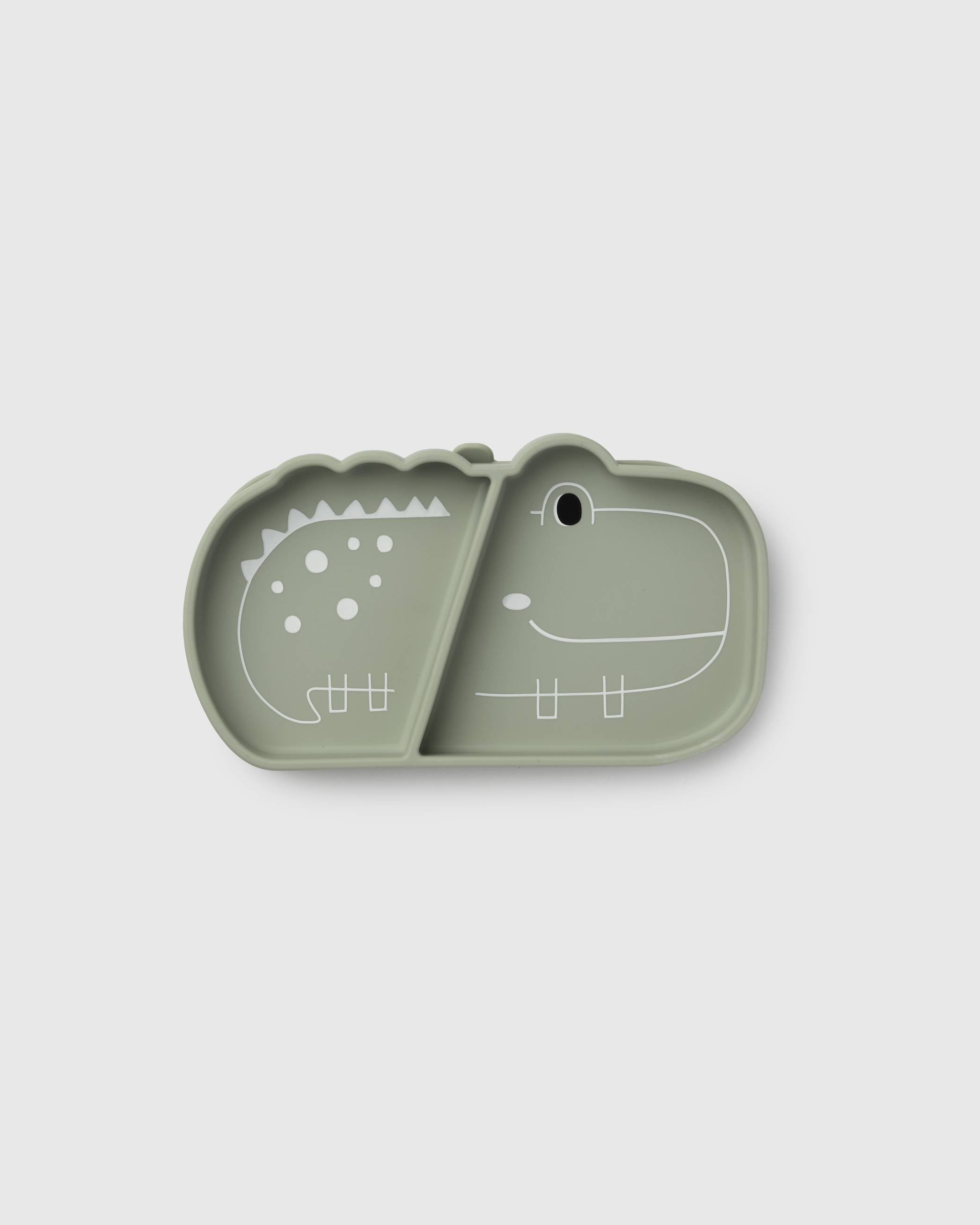 Loulou Lollipop Snack Plate in Aly Alligator - front view on white background