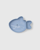 Loulou Lollipop Snack Plate in Sarah Shark - front view on white background