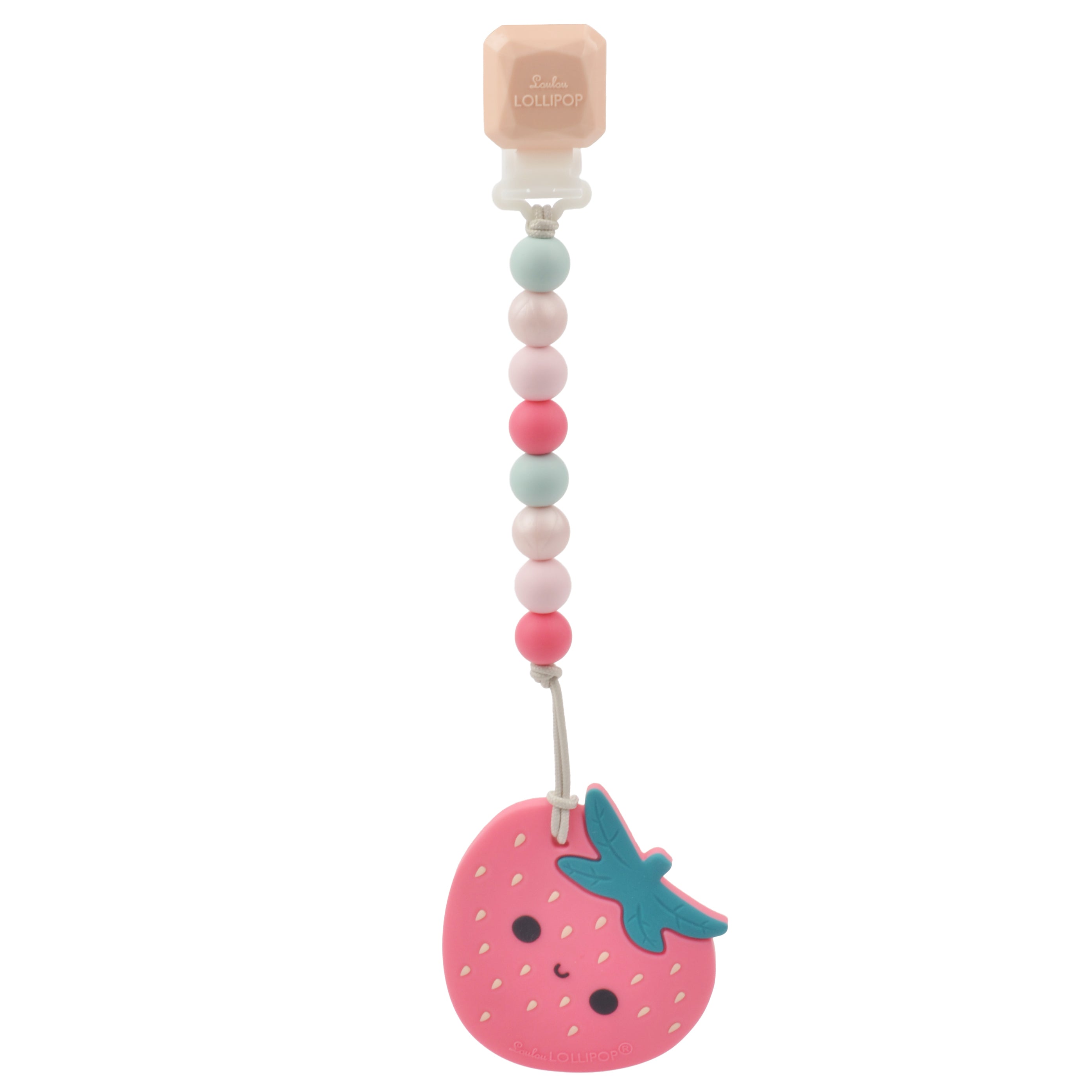 Gem Pacifier Clip Teether Set - Strawberry