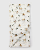 Loulou Lollipop bamboo cotton muslin swaddle blanket in Bears on Bikes — front view on white background