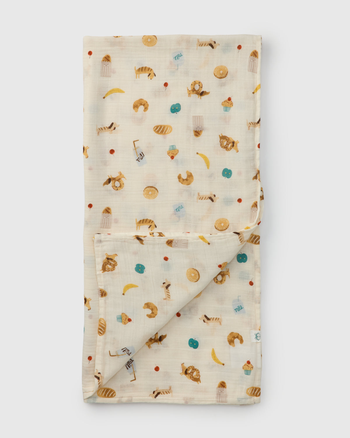 Loulou Lollipop bamboo cotton muslin swaddle blanket in French Breakfast — front view on white background