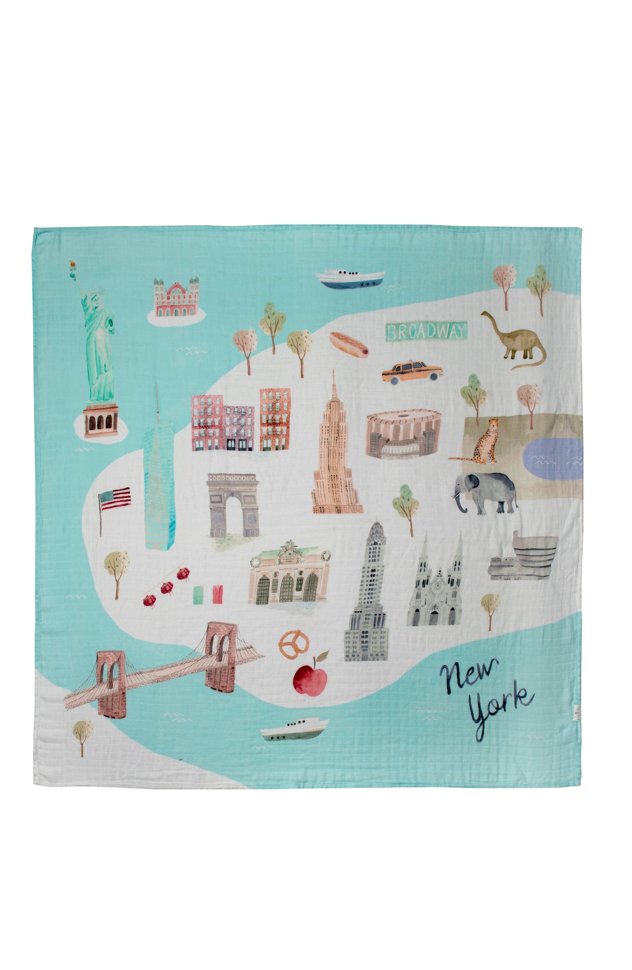 Loulou Lollipop bamboo cotton muslin swaddle blanket in New York City — front view on white background