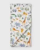 Loulou Lollipop bamboo cotton muslin swaddle blanket in Safari Jungle — front view on white background