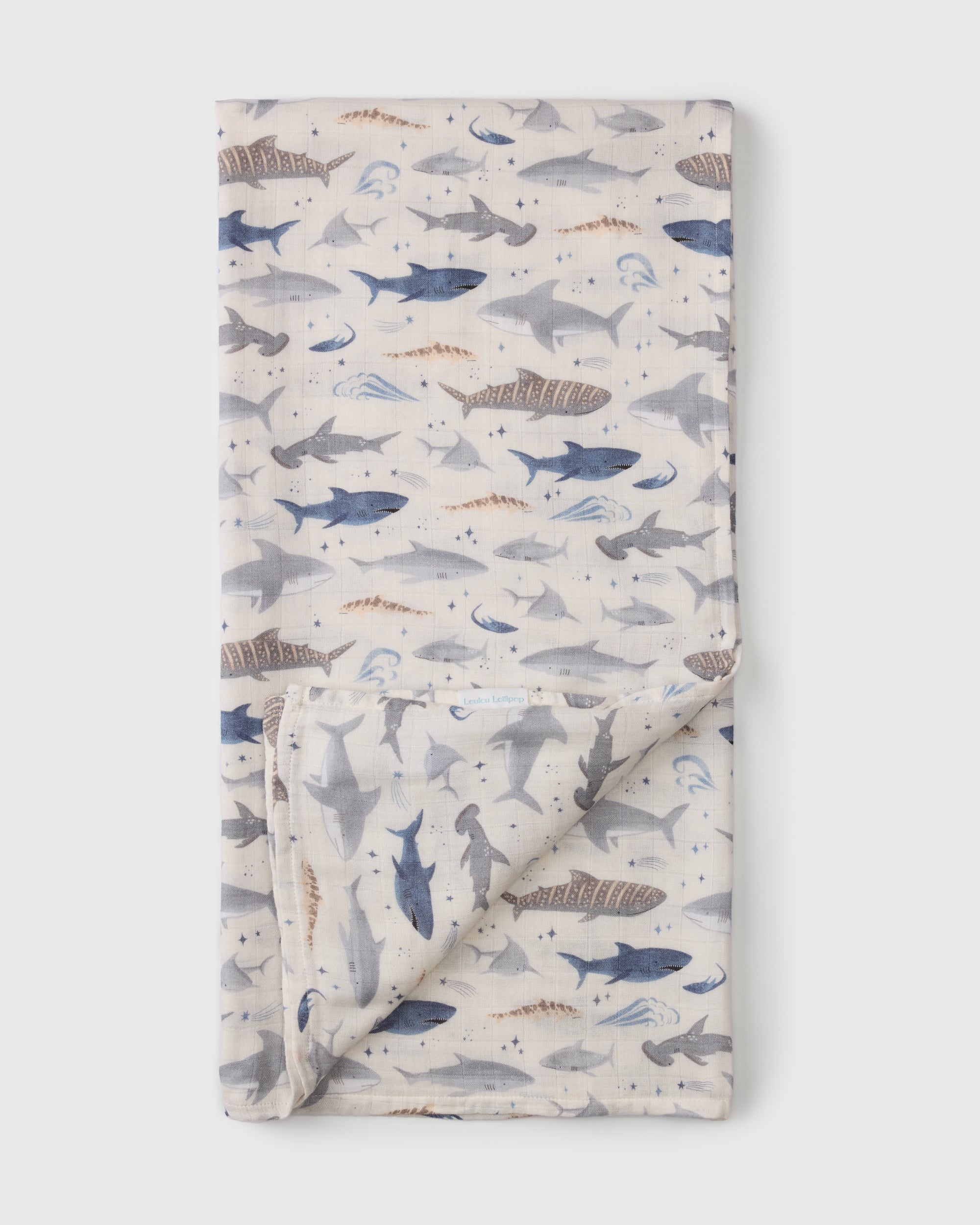 Muslin Swaddle - Smiley Sharks