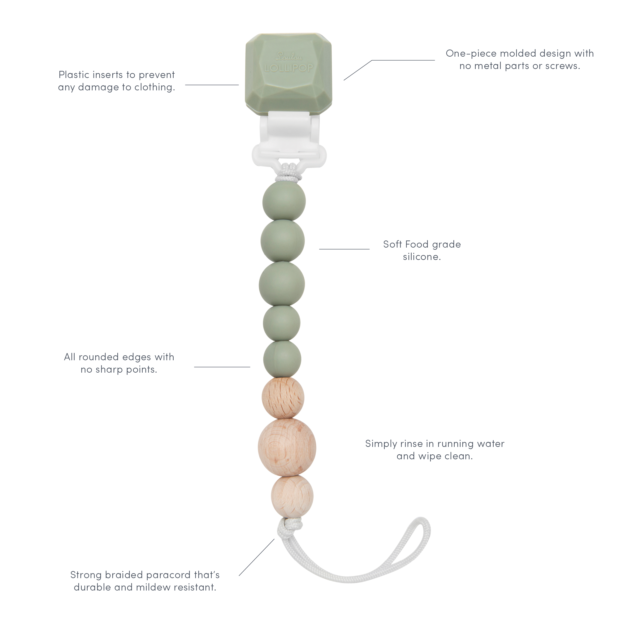 Gem-Colour-Pop-Silicone-&-Wood-Pacifier-Clip-Grey-2