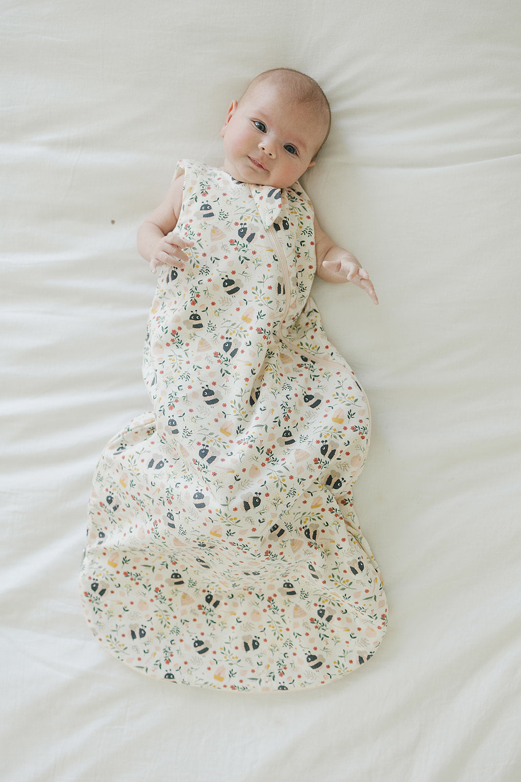 Loulou Lollipop TENCEL 1.0 TOG baby sleep bag in Bumble Bees — front view on white background