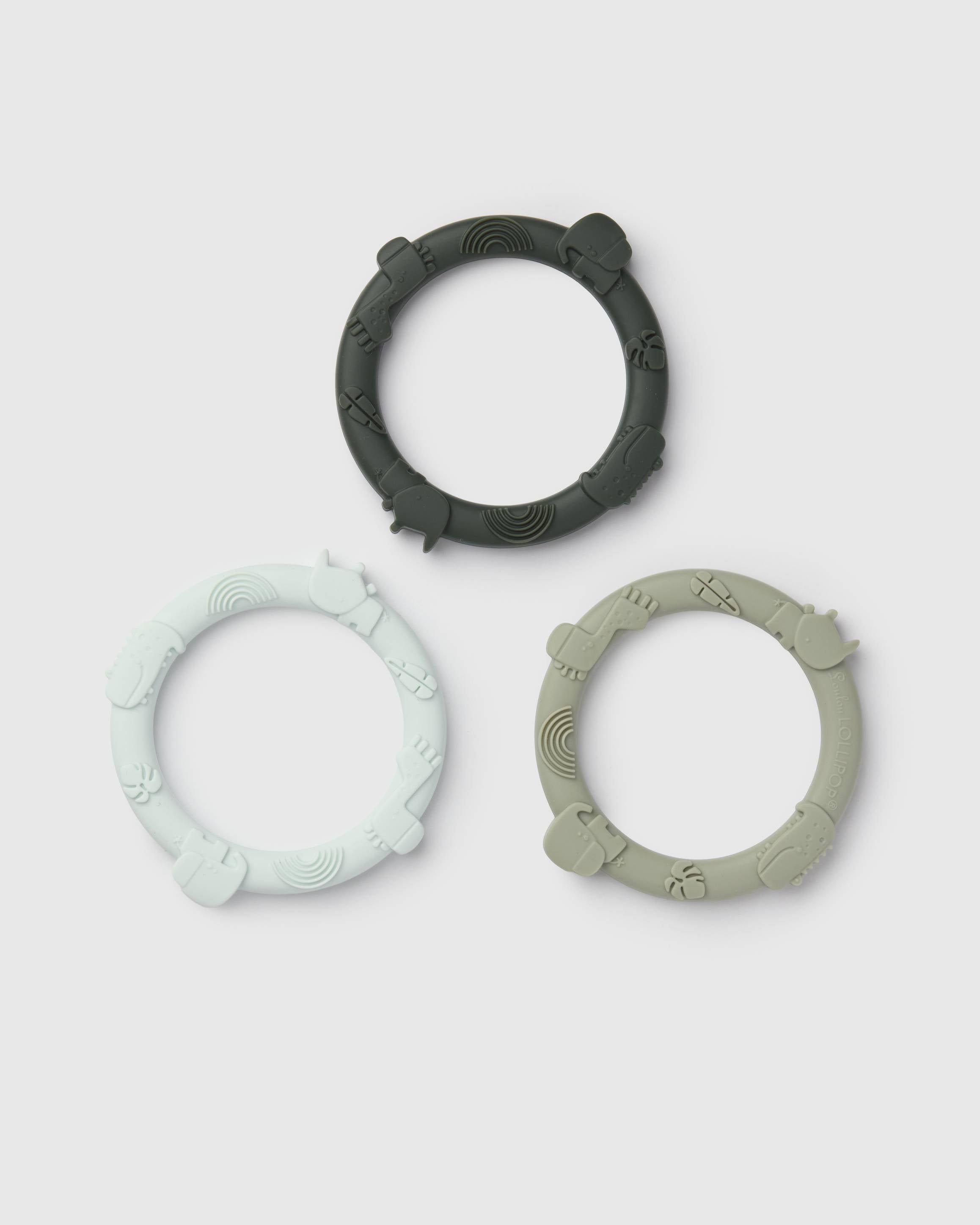 Loulou Lollipop FDA-compliant food-grade silicone teether Sage Green — front view on white background