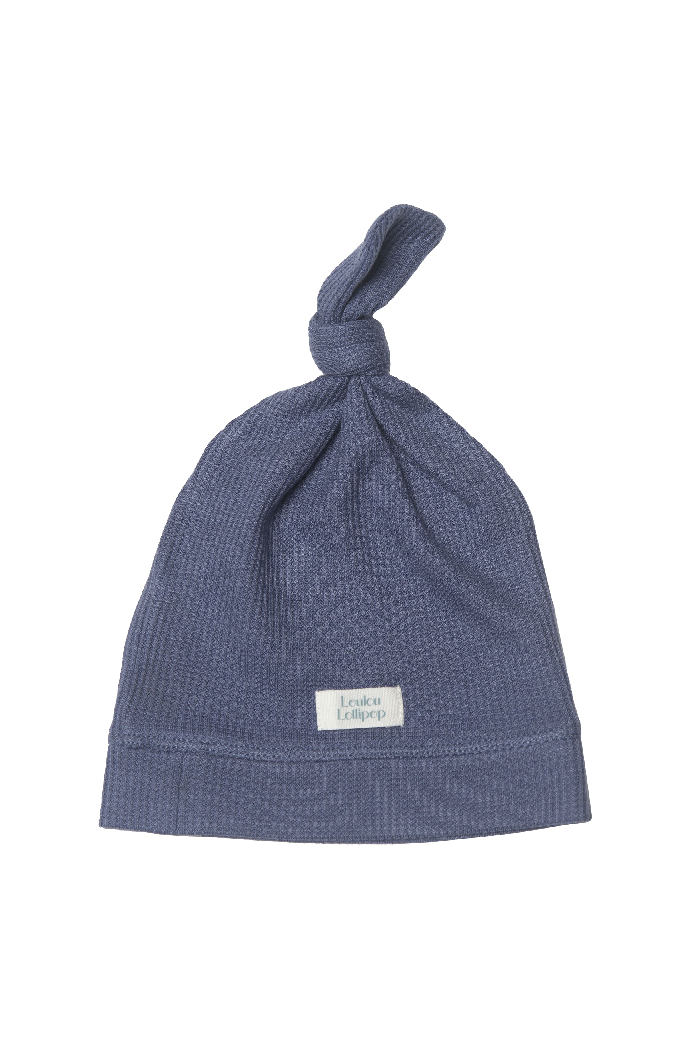 Waffle Top Knot Beanie - Denim Blue