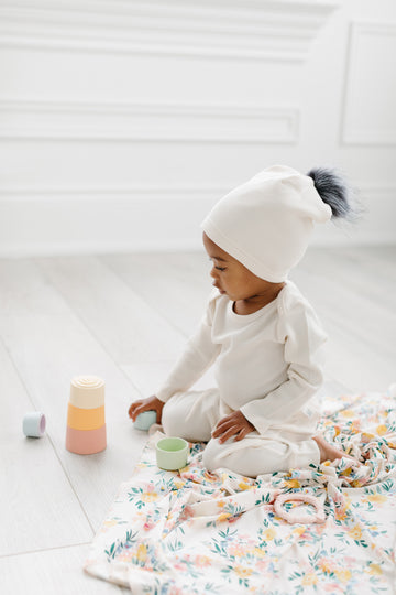 Waffle Pom Pom Hat