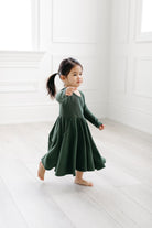 Waffle-Long-Sleeve-Skater-Dress-Spruce-Green-6