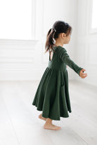 Waffle-Long-Sleeve-Skater-Dress-Spruce-Green-2