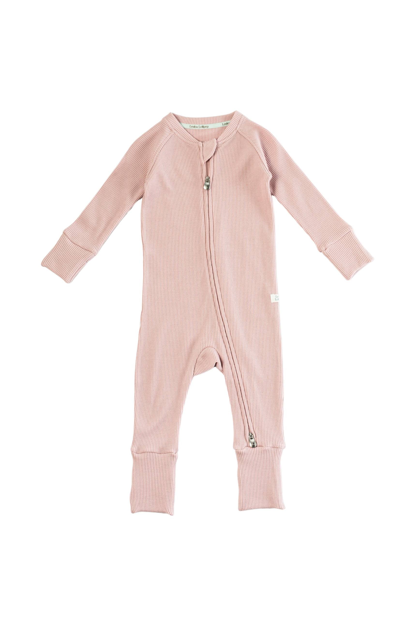 Loulou Lollipop TENCEL baby sleeper footie pajamas in Blush Pink — front view on white background