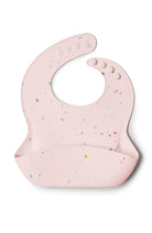 Loulou Lollipop FDA-compliant food-grade silicone baby bib in Confetti Blush — front view on white background