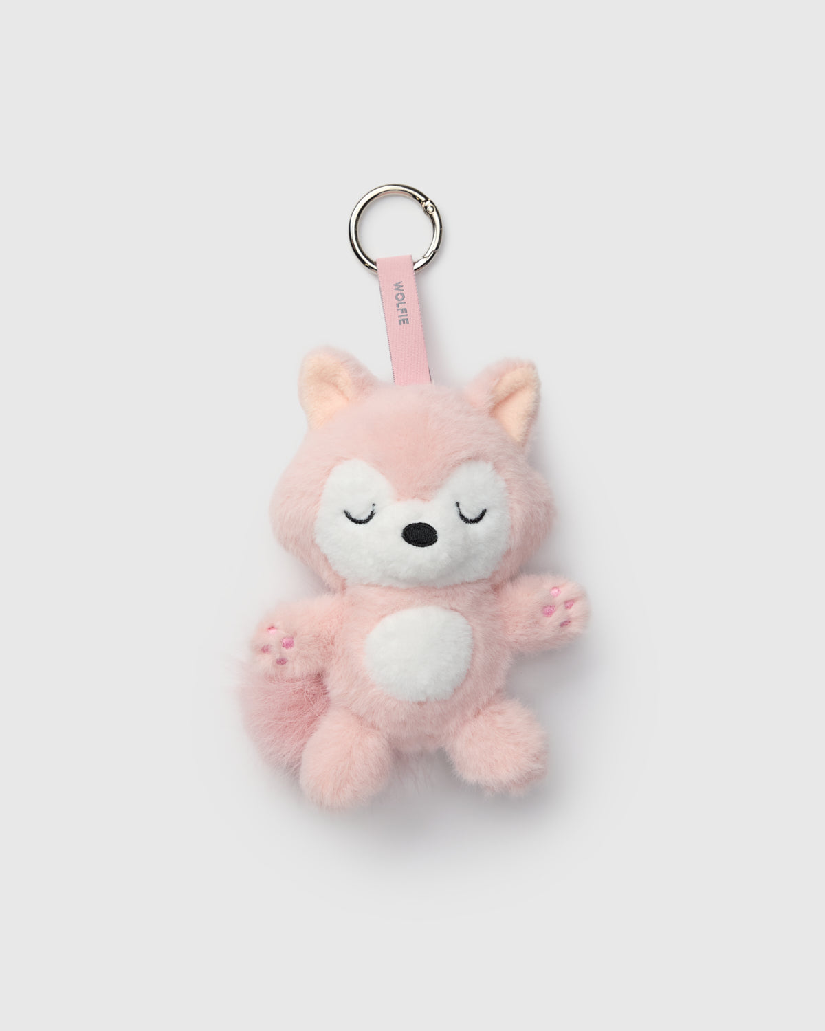 Loulou Lollipop Wolfie Plush Bag Charm in Pink (Limited Edition) — front view on white background