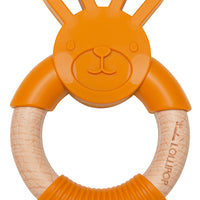 Bunny Silicone and Wood Teething Ring Grow Loulou Lollipop Golden 
