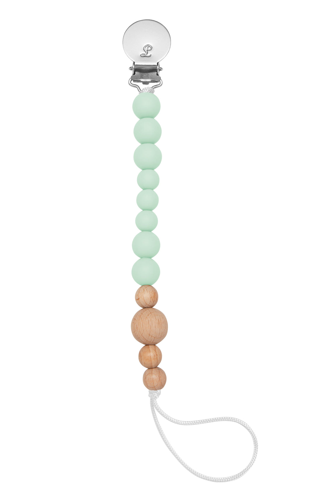 Colour Block Silicone & Wood Pacifier Clip Grow Loulou Lollipop Mint 