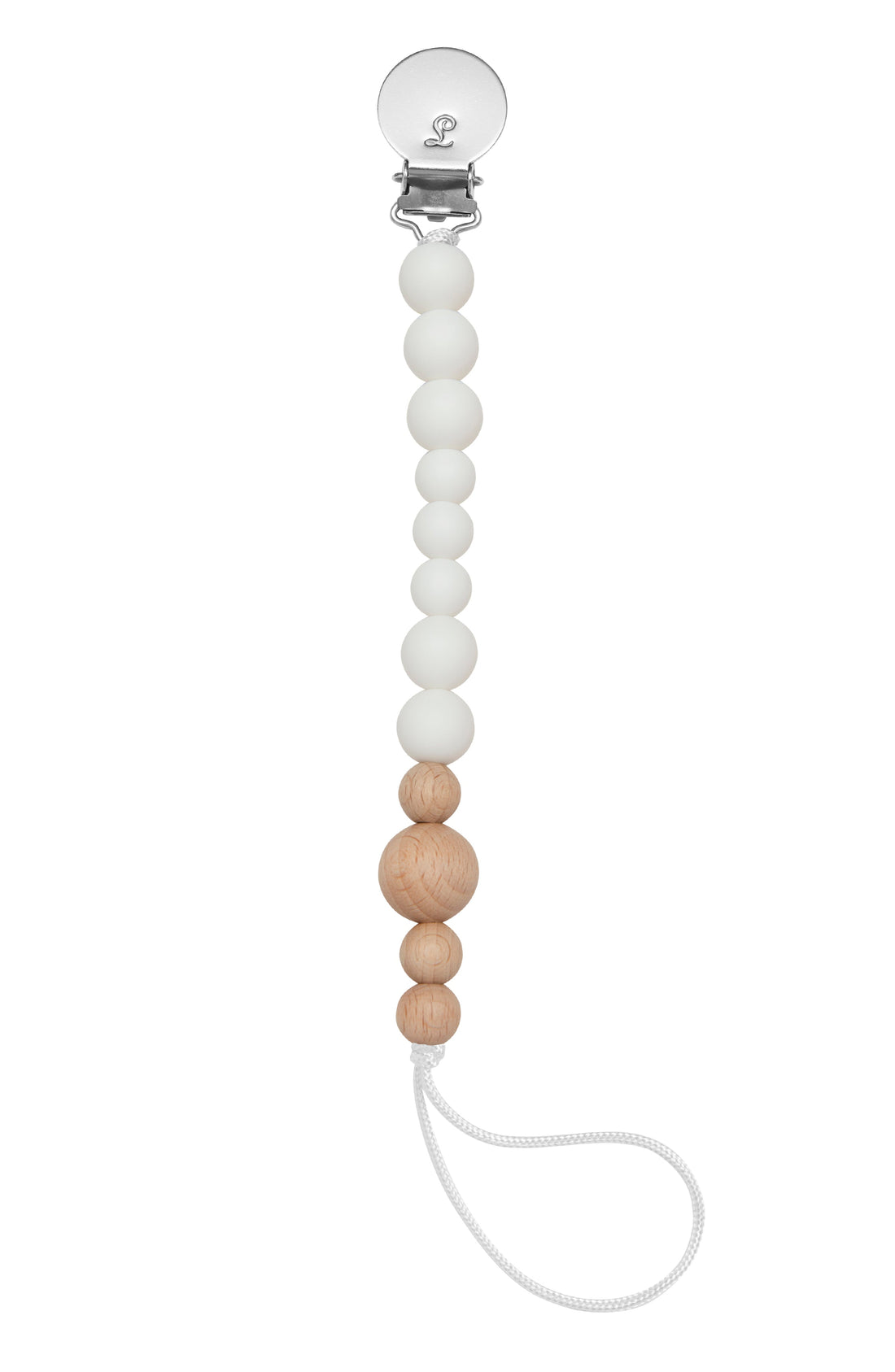 Colour Block Silicone & Wood Pacifier Clip Grow Loulou Lollipop White 