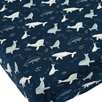 Fitted Crib Sheet Sleep & Swaddle Loulou Lollipop Whales 