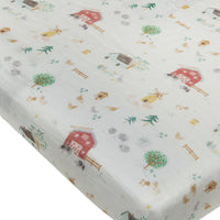 Fitted Crib Sheet Sleep & Swaddle Loulou Lollipop Farm Animals 