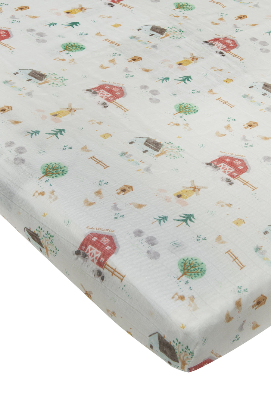 Fitted Crib Sheet Sleep & Swaddle Loulou Lollipop Farm Animals 