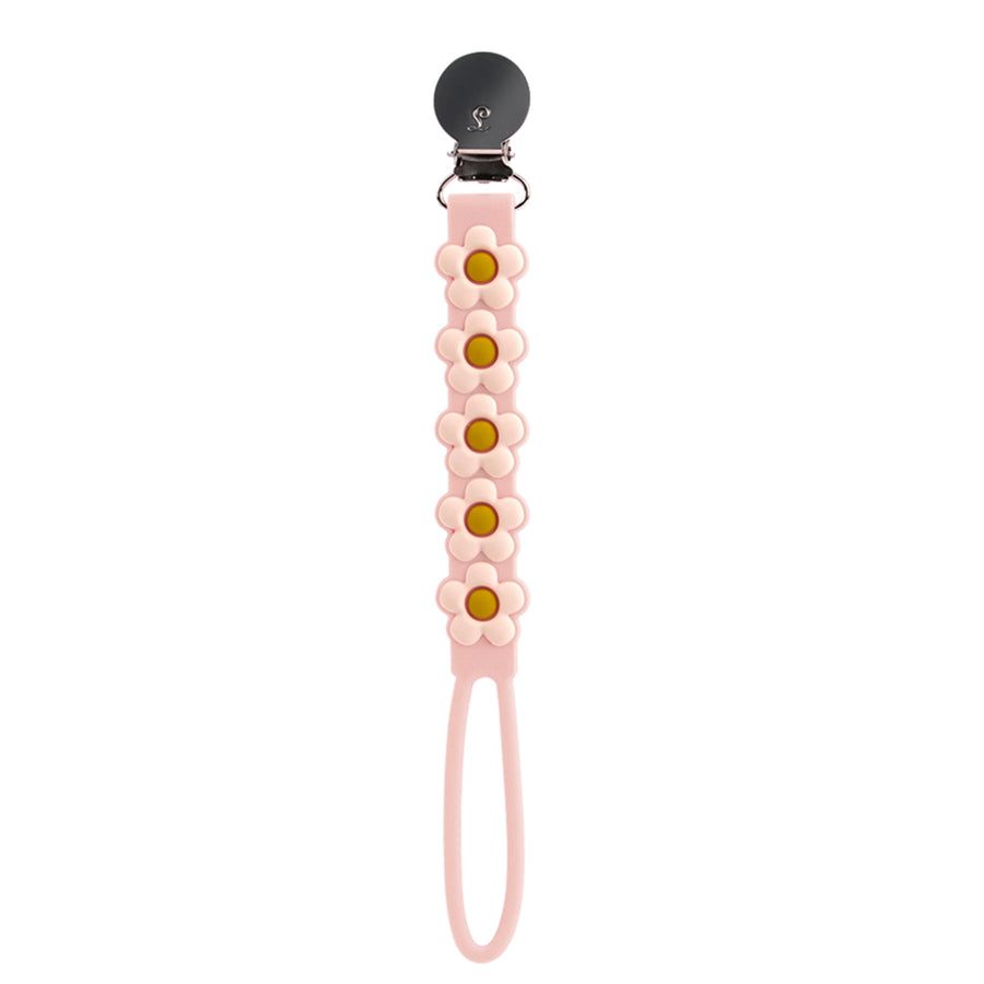 Beadless Pacifier Clip Grow Loulou Lollipop Daisy Pink 