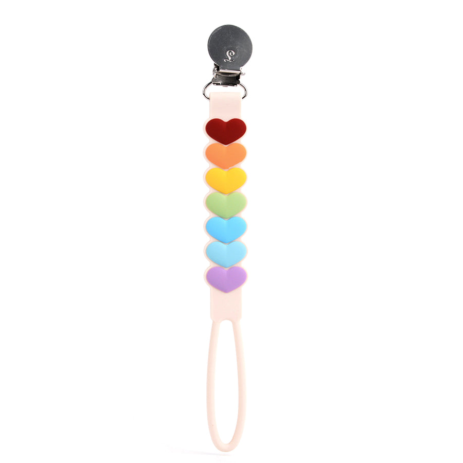 Beadless Pacifier Clip Grow Loulou Lollipop Sweetheart Rainbow 